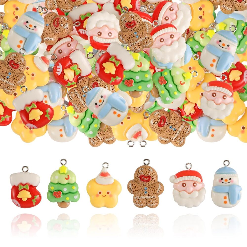 4425 30Pcs Christmas Resin Charm Pendants for Jewelry Making, Hanging